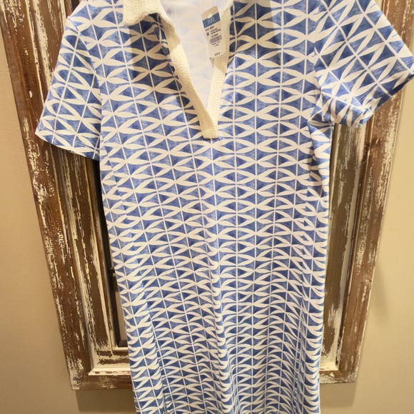 J. McLaughlin NWT Sonnet Dress . Off White /Blue textured Fretwork.Size M - Picture 7 of 12